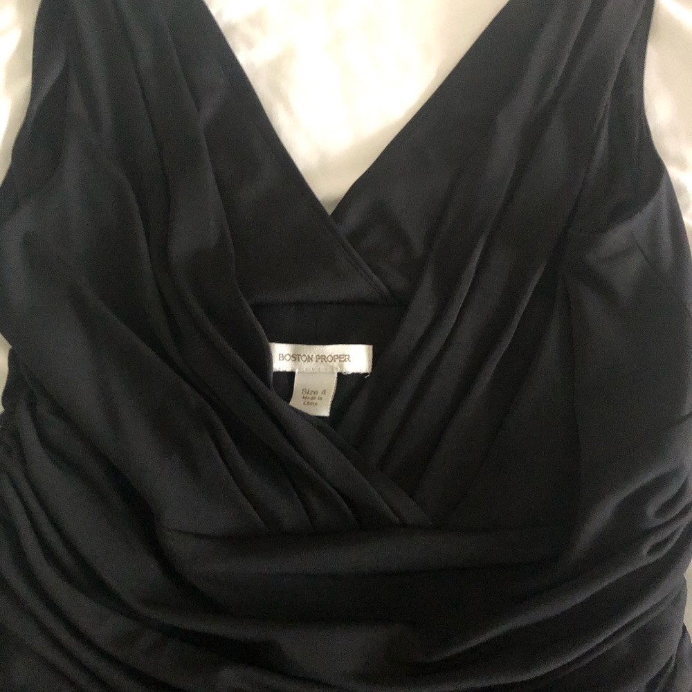 Boston Proper Elegant Black Draped Dress